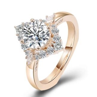 Vintage Square Halo Design Moissanite Ring