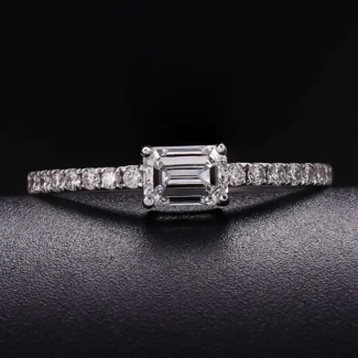 Exquisite 0.5CT Emerald Cut Lab Diamond Pave Ring