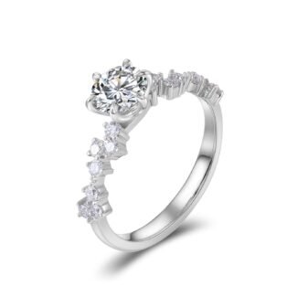 Gorgeous White Gold Round Cut Moissanite Accent Ring