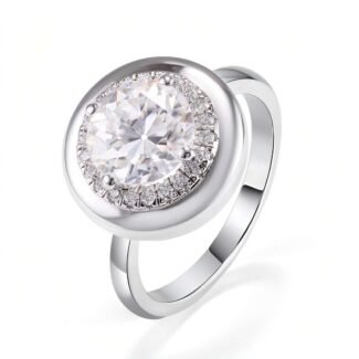 Gorgeous 2CT Round Cut White Gold Moissanite Halo Ring