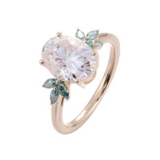Nature Inspired Elegance:Stunning 5.5CT Oval Cut Moissanite Ring