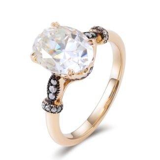 Dazzling Yellow Gold Moissanite 3.5CT Oval Cut Engagement Ring