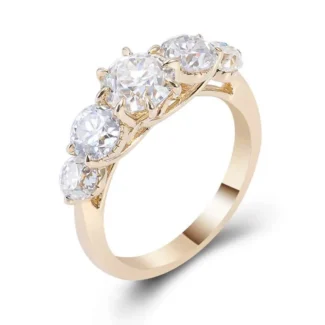 Gorgeous! Yellow Gold Moissanite 2.6CTW Round Cut Ring
