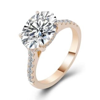 Stunning Yellow Gold Moissanite 3.5CT Oval Cut Pave Ring