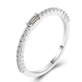 Elegant White Gold Emerald Cut Moissanite Ring