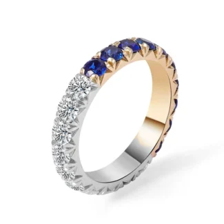 Dual Realm Moissanite Ring | Midnight Sky & Glacier Diamond Band in Split Metal Setting