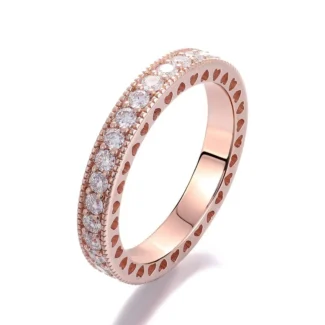 hidden love eternity band | 32-Stone Round Cut Ring for Anniversary Stacking