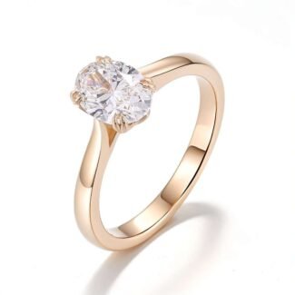 Gorgeous Yellow Gold Oval Cut Moissanite Solitaire Ring