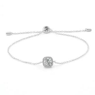 5.0mm Round Moissanite Cushion halo bracelet