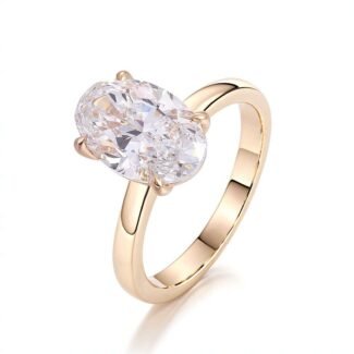 Breathtaking Yellow Gold Oval Cut Moissanite Solitaire Ring