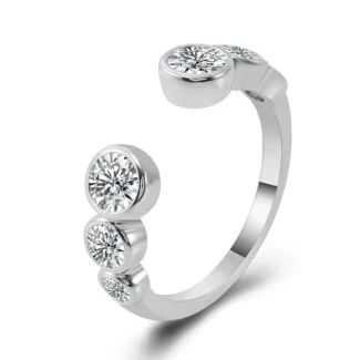 Gorgeous White Gold Moissanite Round Cut Open Ring