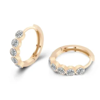 Golden Radiance Hoop Earrings – 14K Yellow Gold, Moissanite Circle of Light