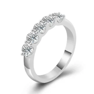 Striking White Gold Moissanite 1CTW Round Cut Band Ring