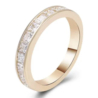 Elegant Yellow Gold 1.8CTW Princess Cut Moissanite Eternity Band