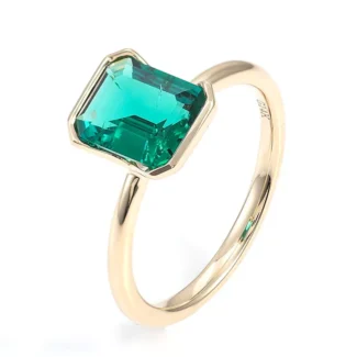 Colombian Soul Solitaire Ring | Emerald Cut Colombian Emerald Ring​