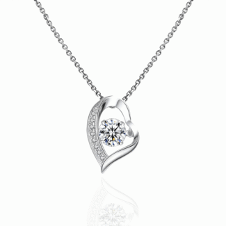 5.0mm Moissanite Open Heart Pendant Necklace
