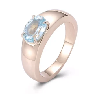 Aquamarine Solitaire Ring | Lab Gemstone with Four-Prong Illumination​