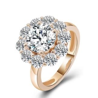 Exquisite 2CT Moissanite Round Cut Halo Engagement Ring