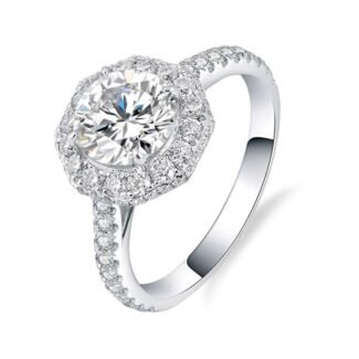 Gorgeous Round cut 1CT White Gold Moissanite Ring