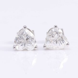 Elegant White Gold Moissanite Heart Earrings