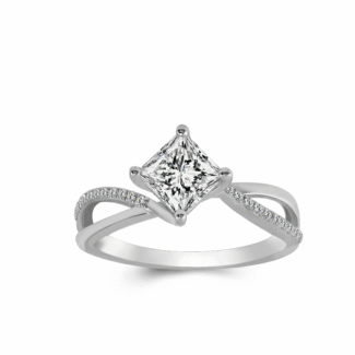 Infinity Twist Solitaire Princess Cut Ring