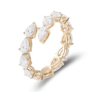 Magnificent Yellow Gold 5.2CTW Pear Cut Moissanite Ring