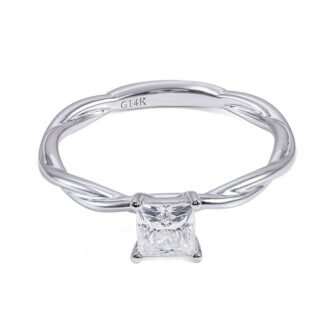 Elegant White Gold 0.8CT Princess Cut Moissanite Ring