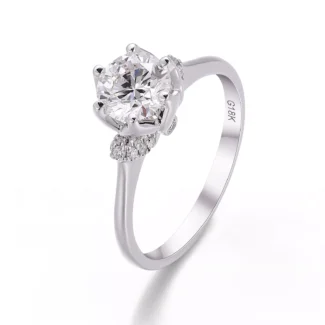 Primal Lumina Ring | Central Dominant Round Moissanite Ring with Scattered Celestial Moissanite Accents​