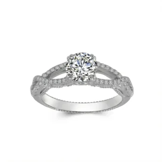 Open Twist arm 6.5mm Moissanite solitaire engagement Ring