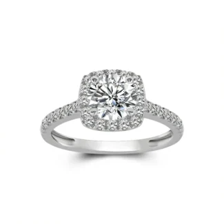6.5mm Round Moissanite cushion halo engagment ring