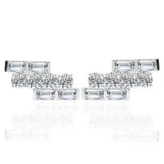 Gorgeous stepped arrangement Moissanite Stud Earrings