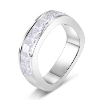 Breathtaking 3.6CTW Princess Cut Moissanite White Gold Band Ring