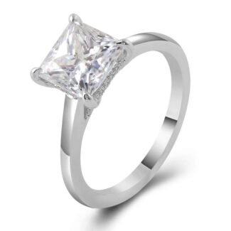Gorgeous White Gold 2.2CT Princess Cut VVS Moissanite Ring