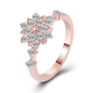 Flower Design:Gorgeous Rose Gold Round Cut Moissanite Ring