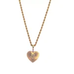 ​Bicolor Heart Pendant | 18K Yellow Gold & White Gold Pendant with Center Lab Diamond (Pendant Only)​