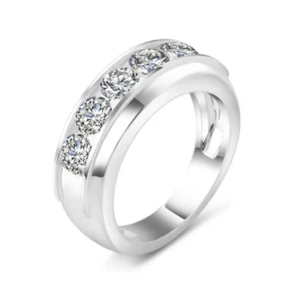 Glamorous 2CTW Row Round Cut Moissanite White Gold Ring