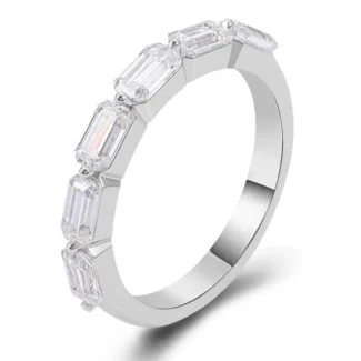Gorgeous 1/2 Embellished 3CTW Emerald Cut Moissanite White Gold Ring