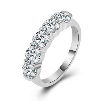 Captivating 3CTW Row Round Cut Moissanite White Gold Ring