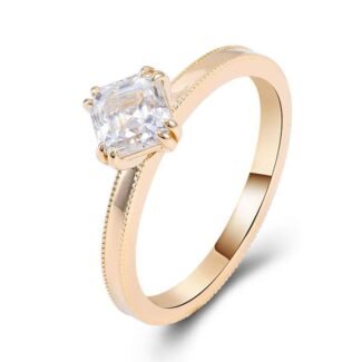 Classic Yellow Gold Splendor:2.5CT Asscher Cut Moissanite Ring