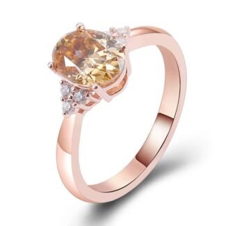 A Modern Piece:Rose Gold 1.5CT Oval Cut Accented Moissanite Ring