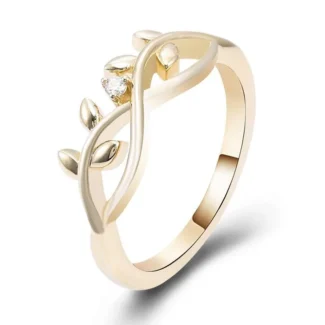 A Delightful Blend of Nature:Yellow Gold Leaf Inspired Ring