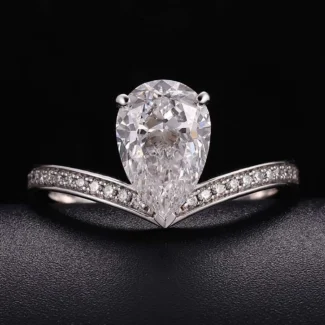 Stunning Curved Band 2.3CT Pear Cut Lab Diamond Pave Ring