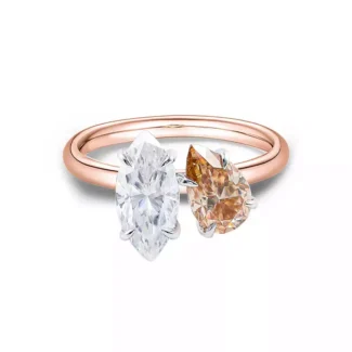 Exquisite Moissanite Toi et Moi Ring – Dual-Stone Elegance in Rose Gold