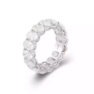 10K Gold 3x5mm Oval-Cut Moissanite Eternity Band Ring