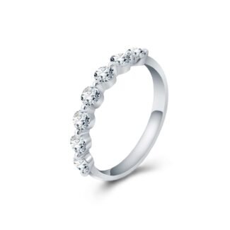 Stunning White Gold 0.42CTW Round Cut Moissanite Band