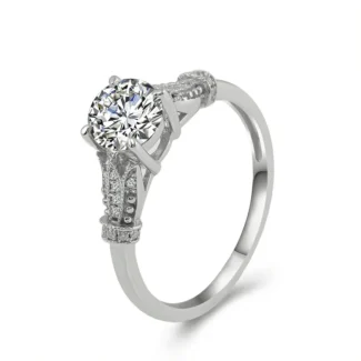 6.5mm Round Moissanite Engagement Ring