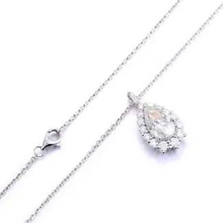 3CT Moissanite Pear Cut Pendant Necklace