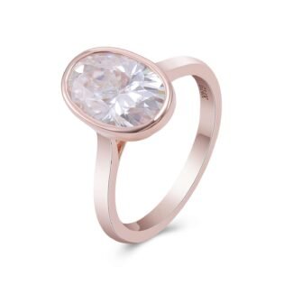 Fabulous VVS 4CT Moissanite Oval Cut Rose Gold Ring