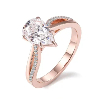 Enchanting Rose Gold 1.5CT Pear Cut Moissanite Ring