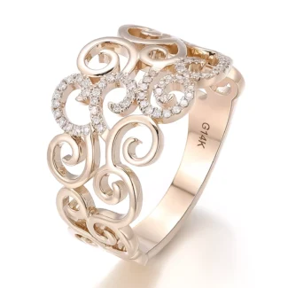 Intricate Scrollwork Moissanites Ring | Moissanite Heirloom Ring with Intricate Scrollwork